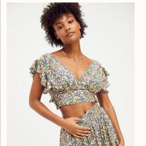 Free People Floral Two-Piece Set in navy blue